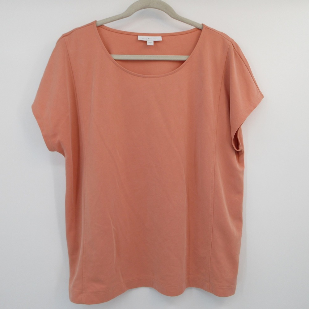 Pure Jill J. Jill Sand-Washed Peach Coral Tencel Modal Scoop Neck Top Large